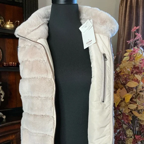 NWT Dylan Los Angeles Faux Fur Zip Up Jacket Ecru Color Size S - Picture 5 of 13